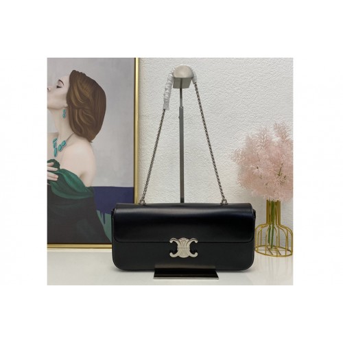 Celine CHAIN SHOULDER BAG TRIOMPHE IN BLACK SHINY CALFSKIN