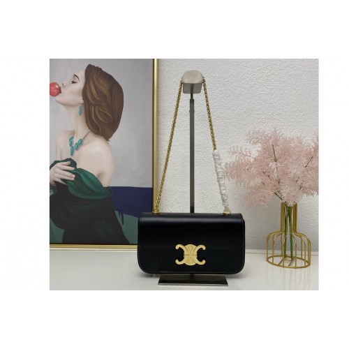 Celine CHAIN SHOULDER BAG TRIOMPHE IN BLACK SHINY CALFSKIN