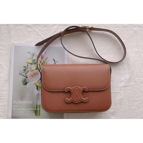 Celine MEDIUM BAG CUIR TRIOMPHE IN Tan NATURAL CALFSKIN