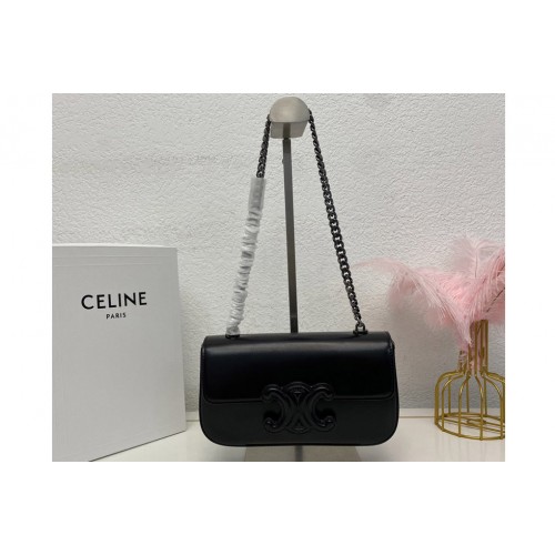 Celine CHAIN SHOULDER BAG CUIR TRIOMPHE IN BLACK BLACK SHINY CALFSKIN