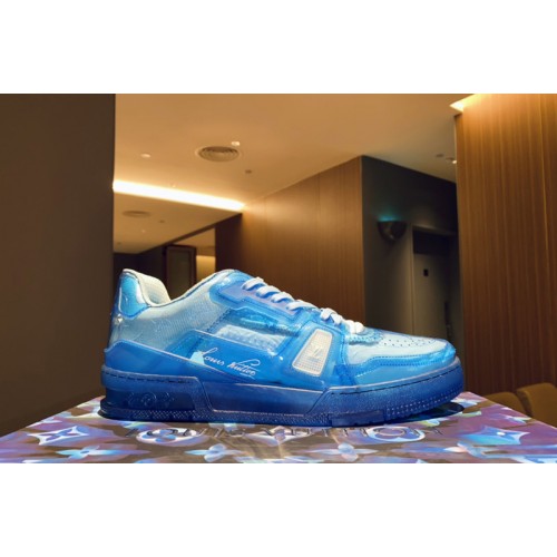 Louis Vuitton 1A8KK5 Trainer sneaker in Blue Mix of materials