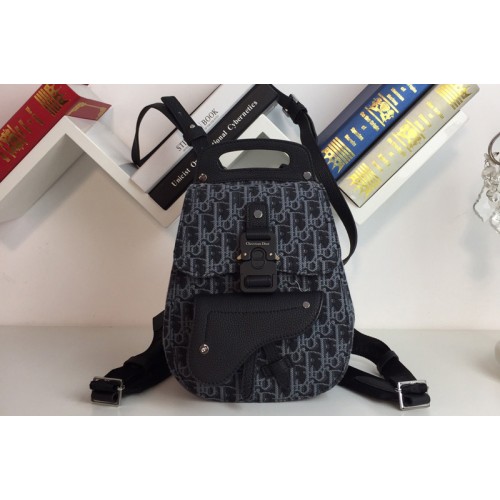 Dior Oblique Jacquard Mini Saddle Backpack in Black Dior Oblique jacquard
