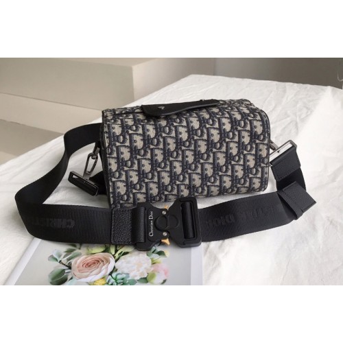 Dior 1ADPO026 Lingot messenger bag in Beige and Black Dior Oblique Jacquard and Black Grained Calfskin