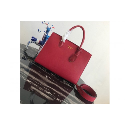 Prada 1BA153 Large Saffiano Leather Handbag in Red Saffiano Leather