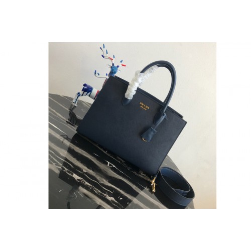 Prada 1BA153 Large Saffiano Leather Handbag in Blue Saffiano Leather