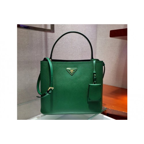 Prada 1BA211 Panier Saffiano leather bag Green Saffiano leather