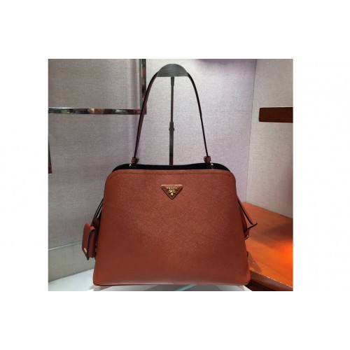 Prada 1BA249 Matinee handbags Brown Saffiano leather
