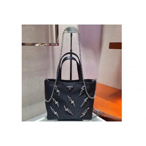 Prada 1BA257 handbags Black Nylon with Crystal