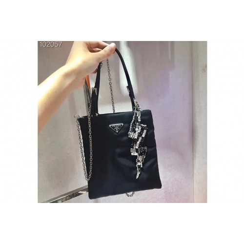 Prada 1BA252 Small handbags Black Nylon with Crystal