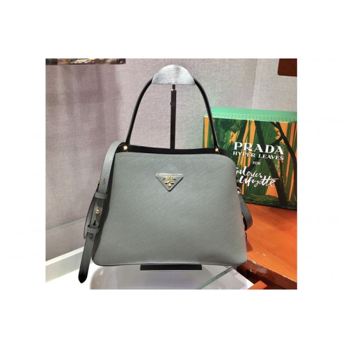 Prada 1BA282 Medium Saffiano Leather Prada Matinee Bag in Grey Saffiano Leather