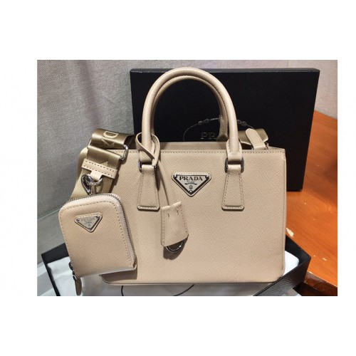Prada 1BA296 Galleria Small Saffiano Leather Bags in Beige Saffiano Leather