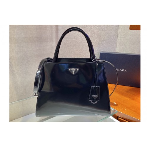 Prada 1BA321 Brushed leather handbag in Black Leather