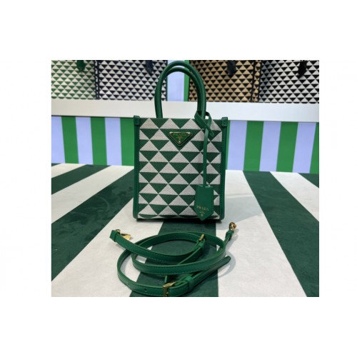 Prada 1BA355 Symbole jacquard fabric micro bag in Green White