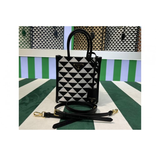 Prada 1BA355 Symbole jacquard fabric micro bag in Black White