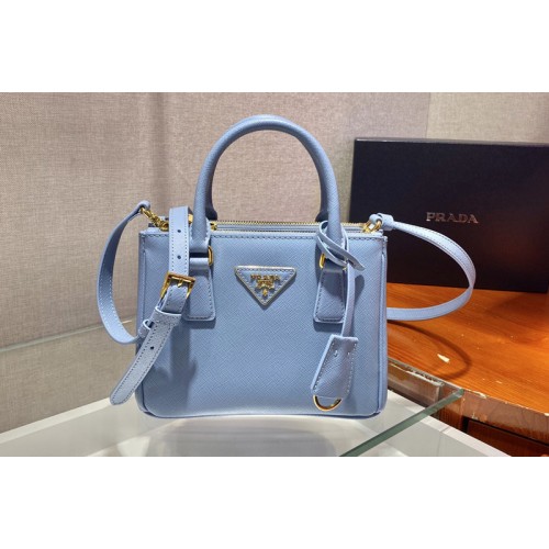 Prada 1BA906 Prada Galleria Saffiano leather micro-bag in Blue Saffiano leather