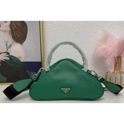 Prada 1BB082 Leather Prada Triangle bag in Green Leather
