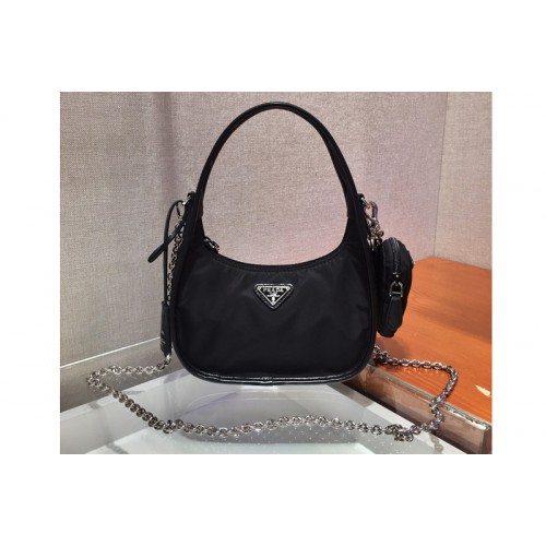 Prada 1BC114 Nylon Re-Edtion Hobo Bags Black Nylon