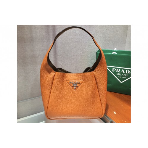 Prada 1BC127 Leather Bucket Handbag in Tan Calf Leather