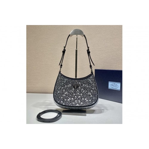 Prada 1BC169 Prada Cleo satin bag with appliquesin in Metal