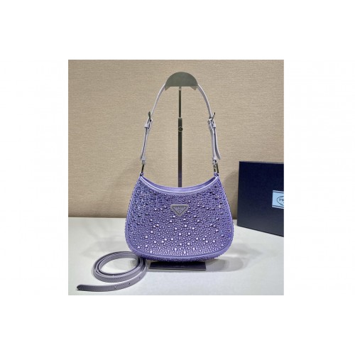 Prada 1BC169 Prada Cleo satin bag with appliquesin in Wisteria