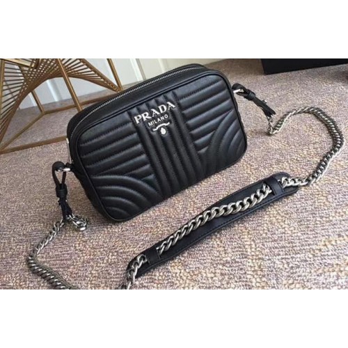 Prada 1BD083 Camera Bags Black Calf Leather