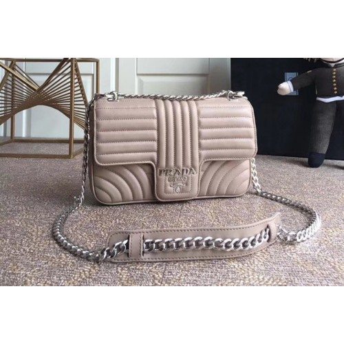 Prada 1BD108 Diagramme medium leather bags Apricot Stitched leather