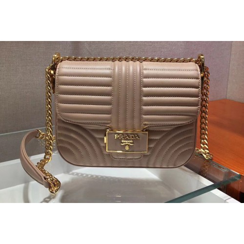 Prada 1BD217 Diagramme leather shoulder bags Pink Calf leather