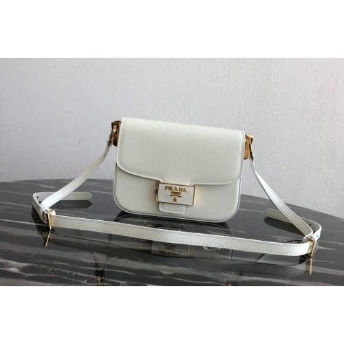Prada 1BD217 Embleme Saffiano leather bag in White Saffiano leather