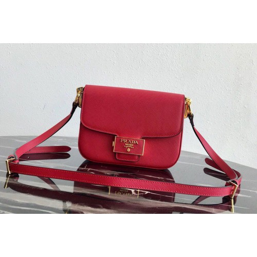 Prada 1BD217 Embleme Saffiano leather bag in Red Saffiano leather