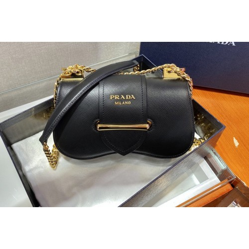 Prada 1BD219 Saffiano Leather Prada Sidonie Bag in Black Saffiano leather