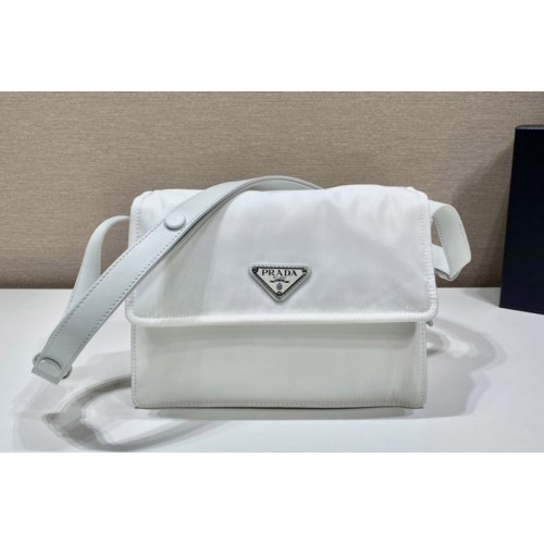 Prada 1BD258 Mini padded Re-Nylon shoulder bag in White Nylon