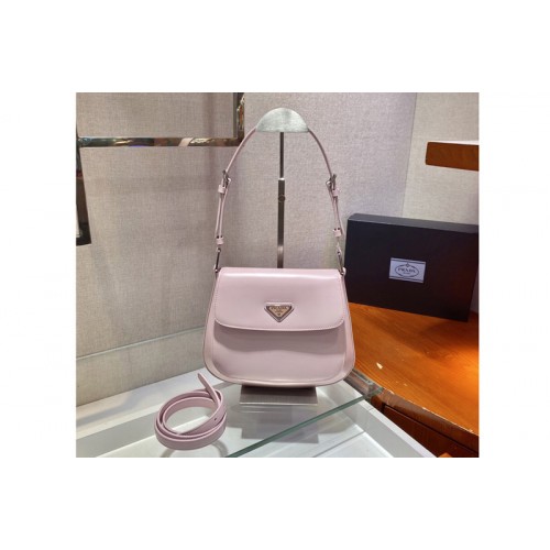 Prada 1BD303 Prada Cleo brushed leather shoulder bag with flap in Pink brushed leather