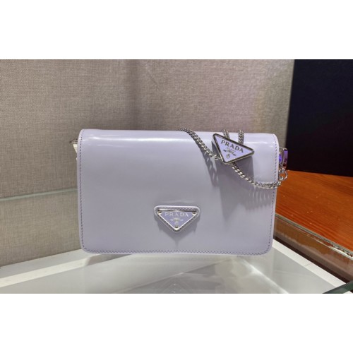 Prada 1BD307 Brushed leather shoulder bag in Purple Brushed leather