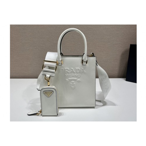 Prada 1BA333 Small Saffiano leather handbag in White Saffiano leather