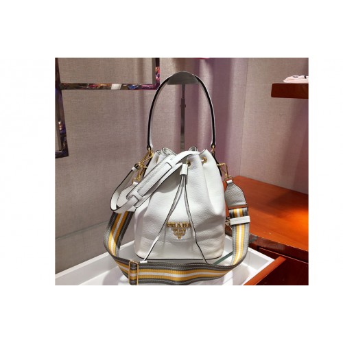 Prada 1BE018 Leather bucket bags White Calf leather