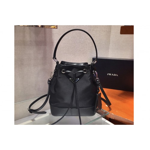 Prada 1BE055 Nylon Bucket Bag in Black Nylon