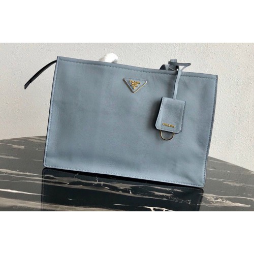 Prada 1BG122 Leather tote Bag in Light Blue Calf leather