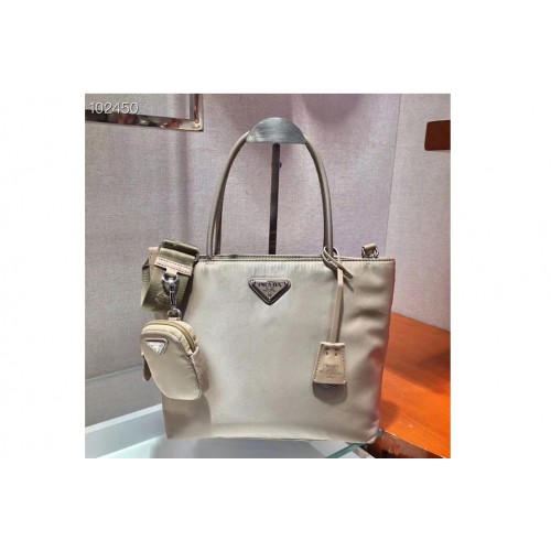 Prada 1BG320 Tesuto Shopping Tote Bags Beige Nylon Leather
