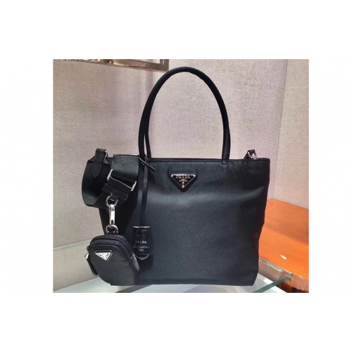 Prada 1BG320 Tesuto Shopping Tote Bags Black Nylon Leather