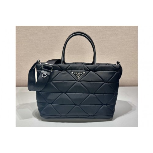 Prada 1BG435 Medium padded nylon tote Bag in Black nylon