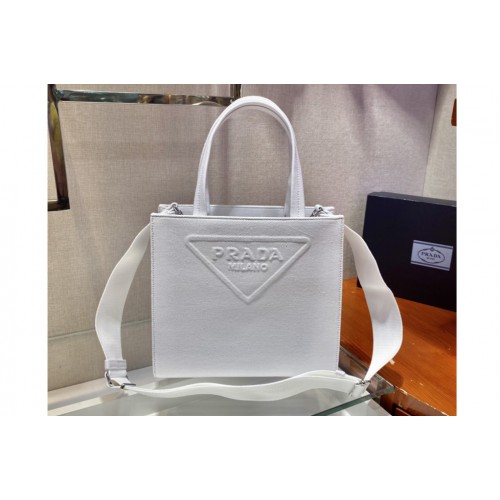 Prada 1BG382 Drill tote bag in White Fabric
