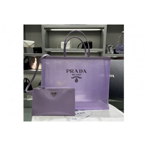 Prada 1BG416 Sequined mesh tote bag in Lily Fabric Leather