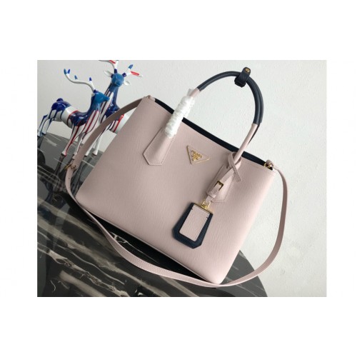 Prada 1BG775 Double Medium Bag in Pink Black Saffiano leather