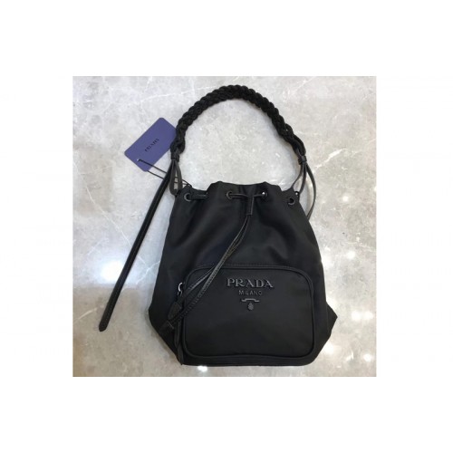 Prada 1BH038 Bucket Shoulder Bag In Black Nylon