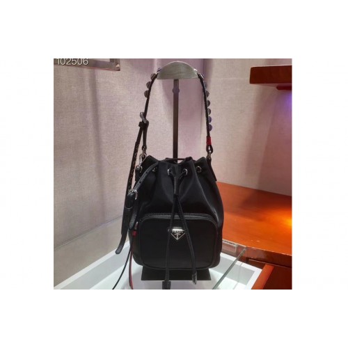 Prada 1BH038 Nylon shoulder bags Black Red Nylon