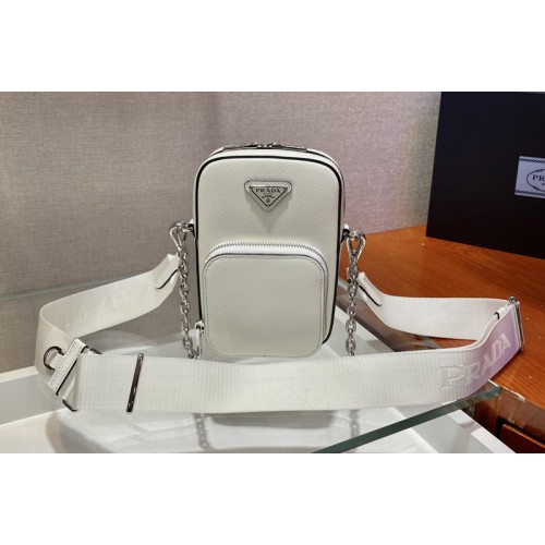Prada 1BH183 Saffiano leather mini bag in White Saffiano leather