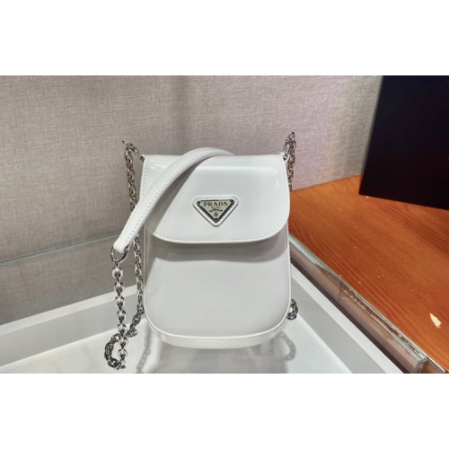 Prada 1BH185 Brushed leather mini-bag in White brushed leather