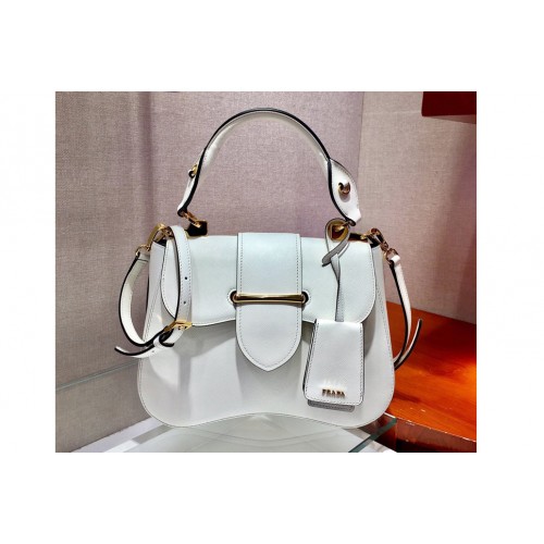 Prada 1BN005 Medium Sidonie Bags White Saffiano leather