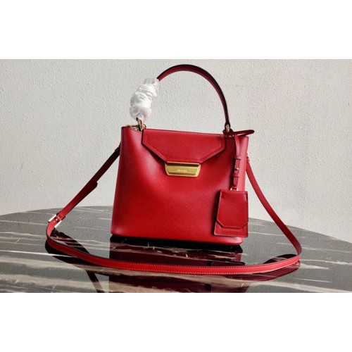 Prada 1BN012 Tote Saffiano Leather Bags in Red Saffiano Leather