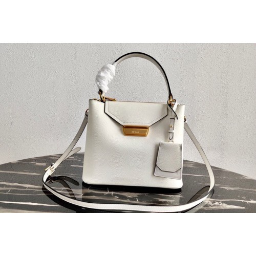 Prada 1BN012 Tote Saffiano Leather Bags in White Saffiano Leather